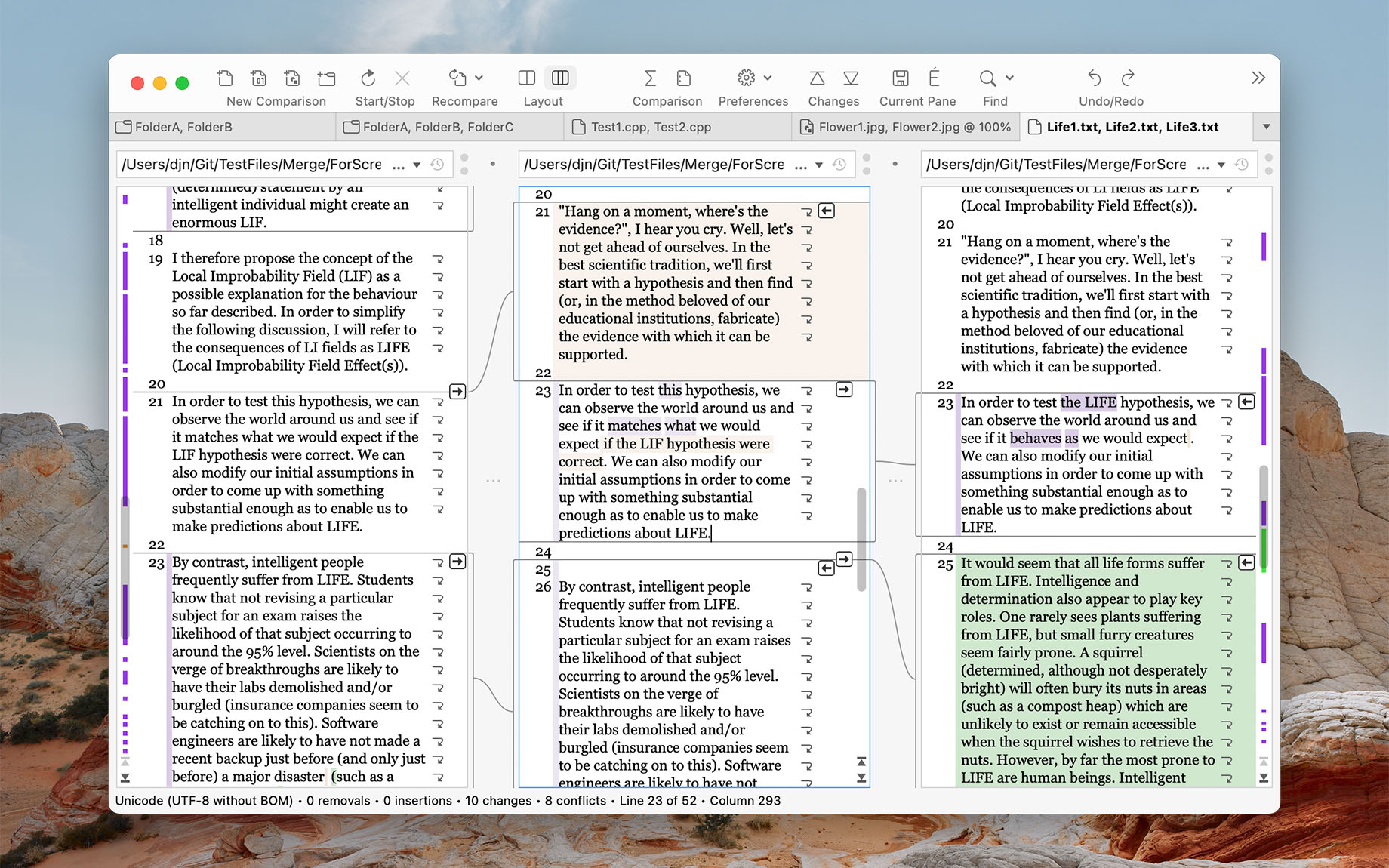 Three-way text comparison (Merge for macOS)